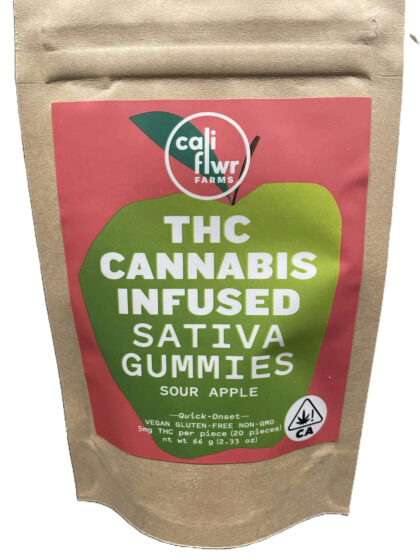 Sour Apple THC Cannabis Infused Gummies Sativa (20 Piece 100mg)