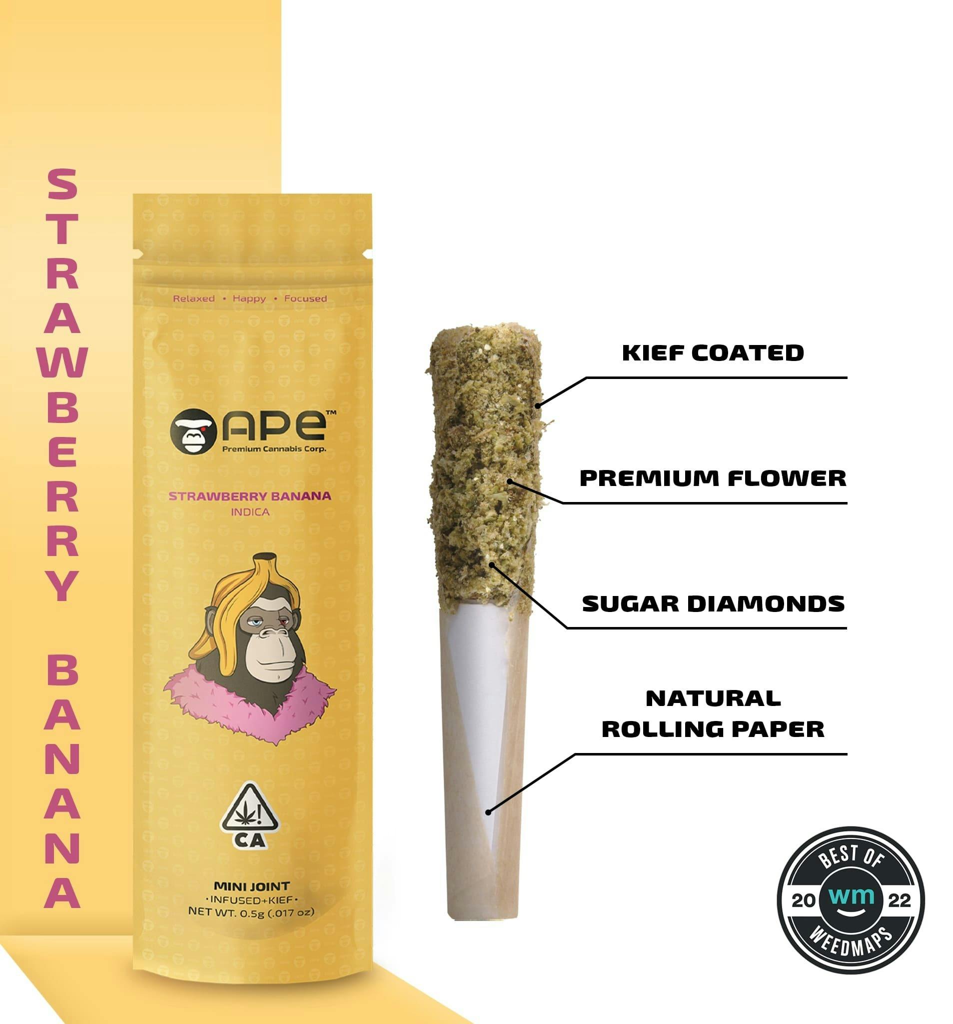 STRAWBERRY BANANA - Mini Joint Infused + Kief (0.5g)