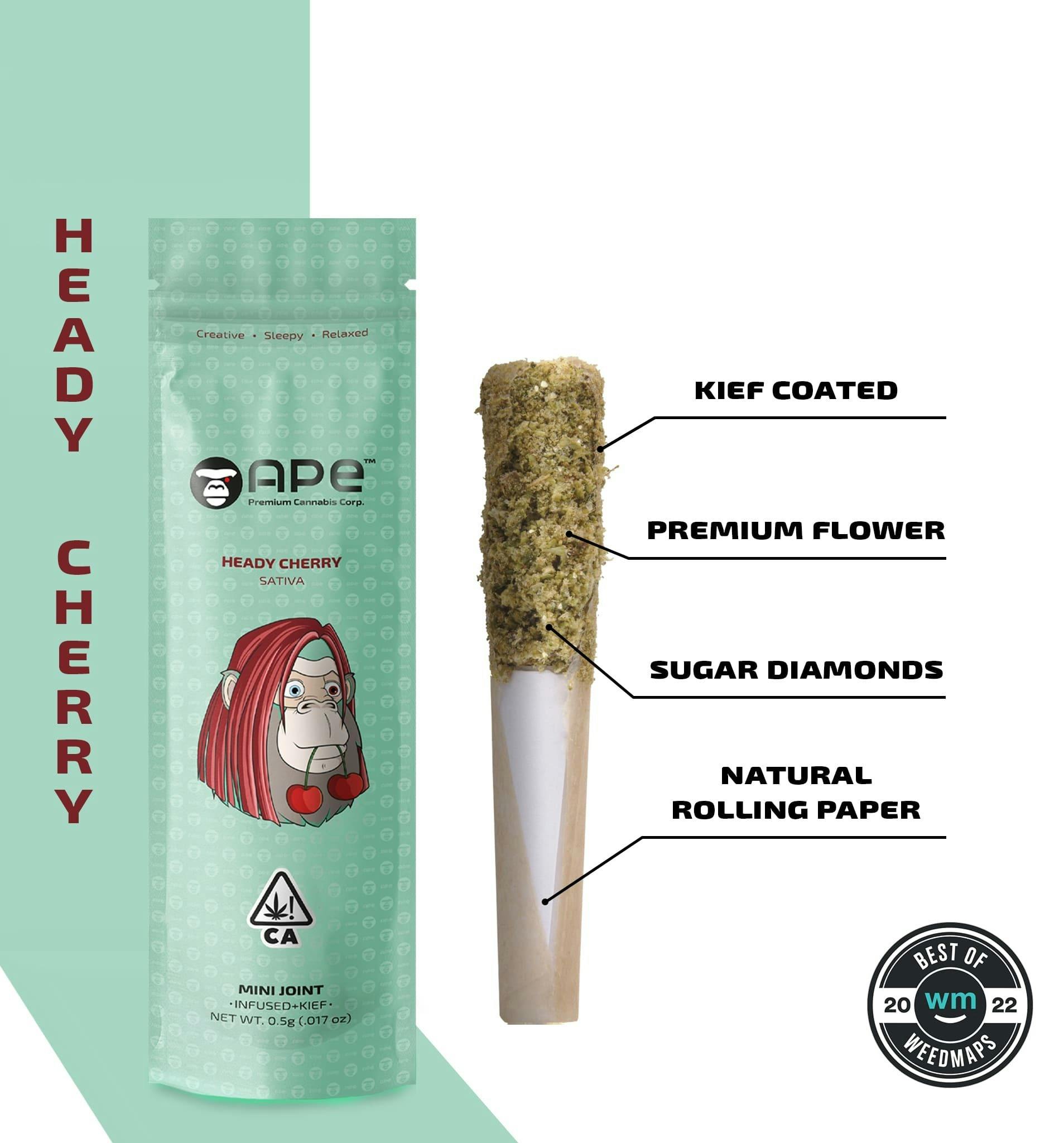HEADY CHERRY — Mini Joint Infused + Kief (0.5g)